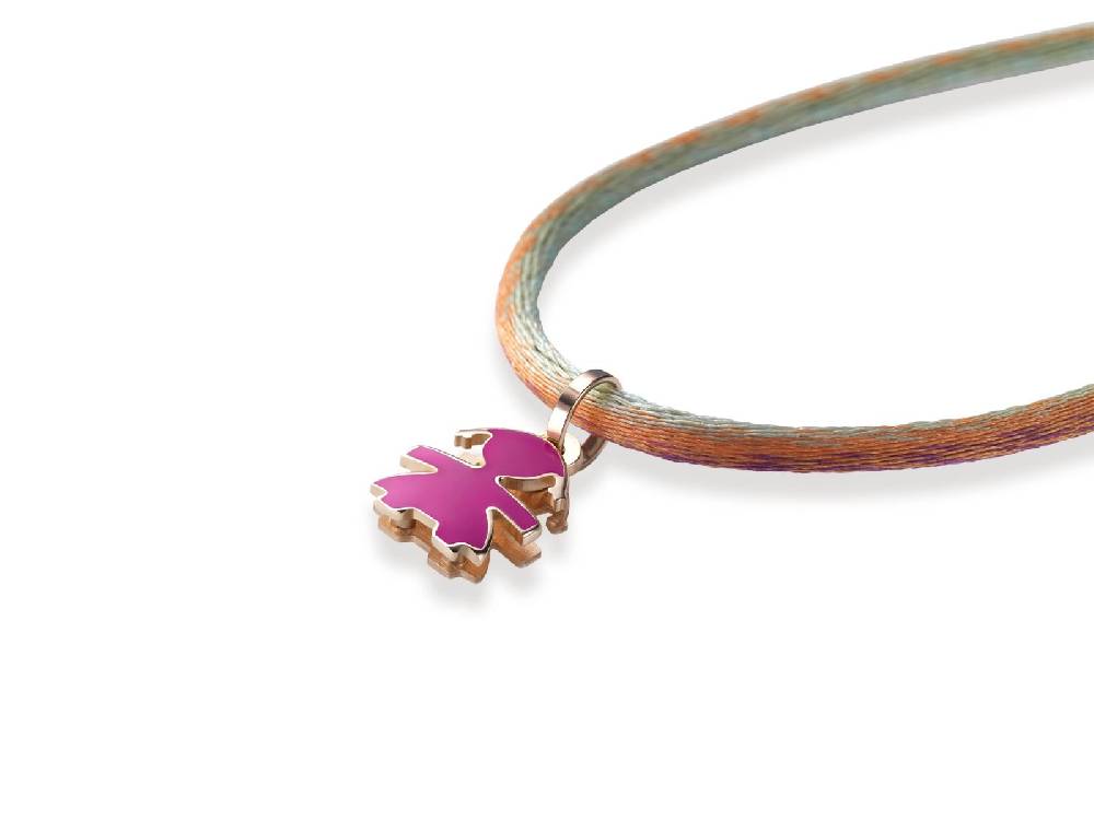 Le Bebé Ciondolo I Classici Con Sagoma Bimba In Oro Rosa E Smalto Viola