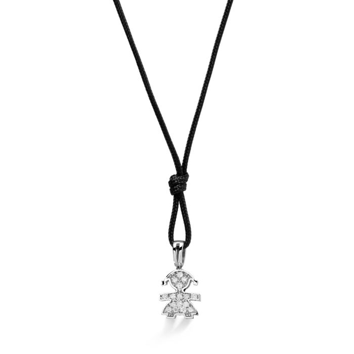 Le Bebé Ciondolo I Preziosi con sagoma bimba in oro bianco e diamanti