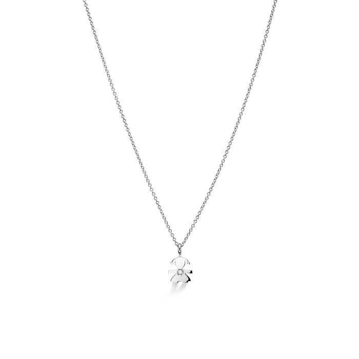 Le Bebé Ciondolo I Preziosi con sagoma bimba in oro bianco e diamante