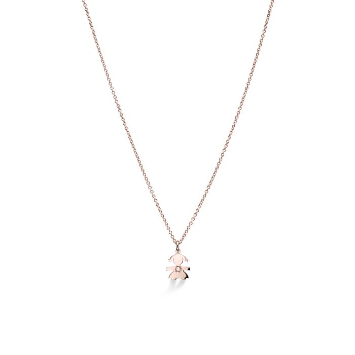 Le Bebé Ciondolo I Preziosi con sagoma bimba in oro rosa e diamante