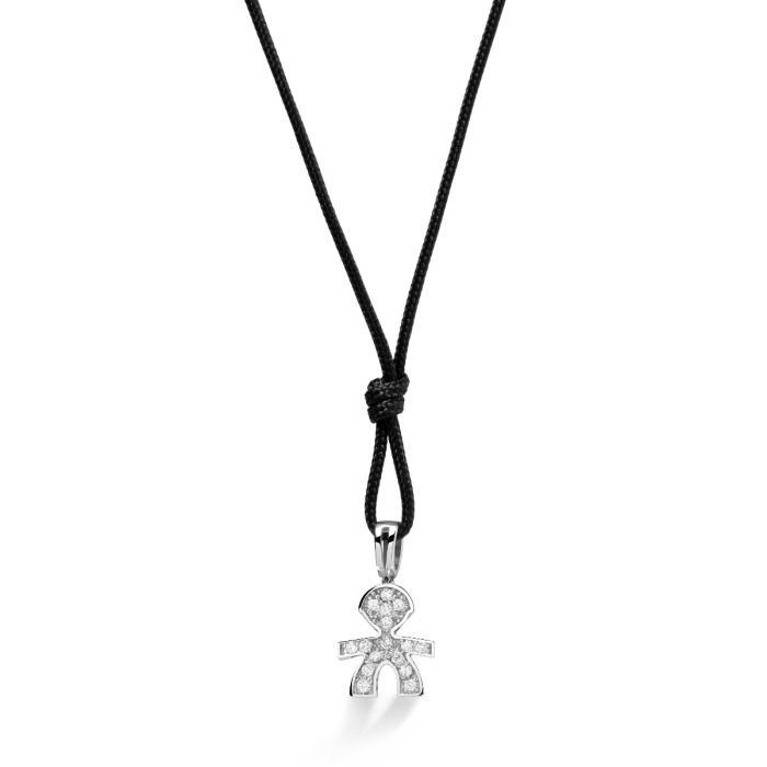 Le Bebé Ciondolo I Preziosi con sagoma bimbo in oro bianco e diamanti