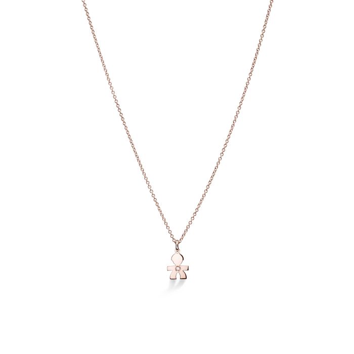 Le Bebé Ciondolo I Preziosi con sagoma bimbo in oro rosa e diamante