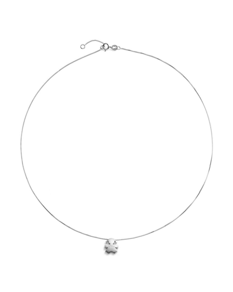 Le Bebé Ciondolo I Tesorini Con Sagoma Bimba E Catena In Oro Bianco