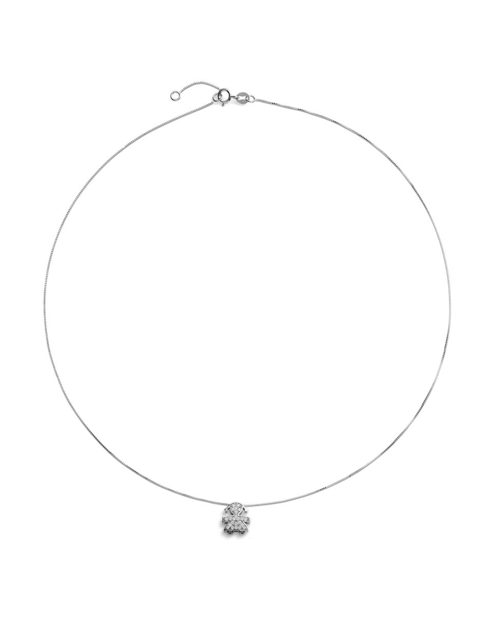 Le Bebé Ciondolo I Tesorini Con Sagoma Bimba In Oro Bianco E Diamanti