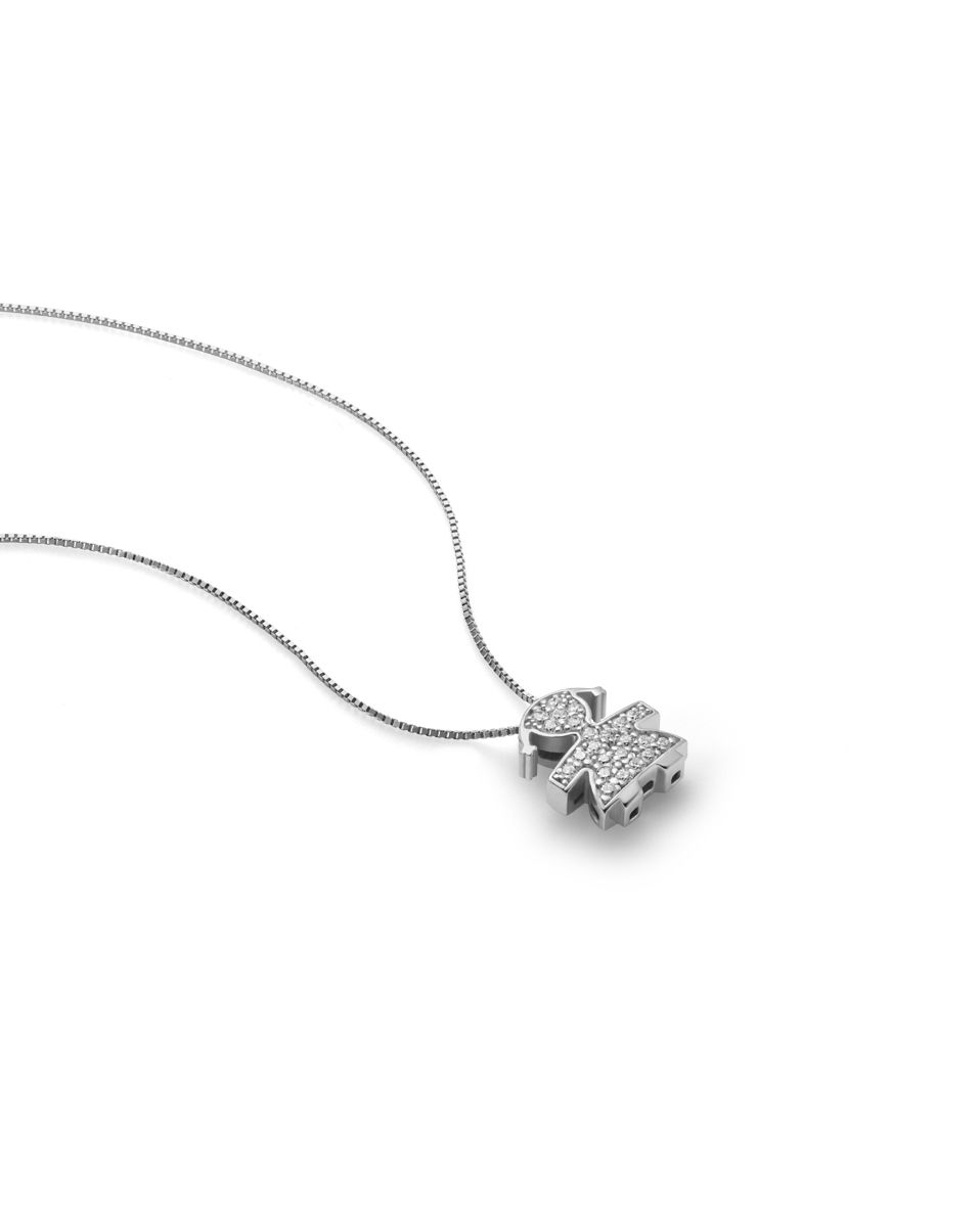 Le Bebé Ciondolo I Tesorini Con Sagoma Bimba In Oro Bianco E Diamanti