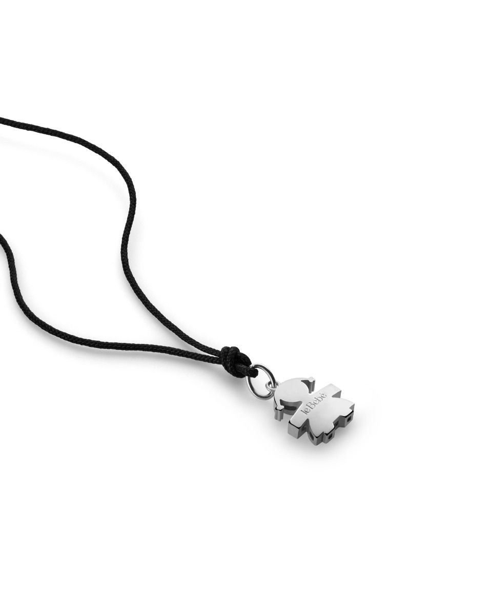 Le Bebé Ciondolo I Tesorini Con Sagoma Bimba In Oro Bianco