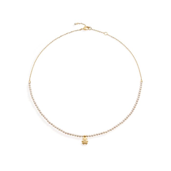 Le Bebé Collana Le Perle con sagoma bimba in oro giallo e diamante