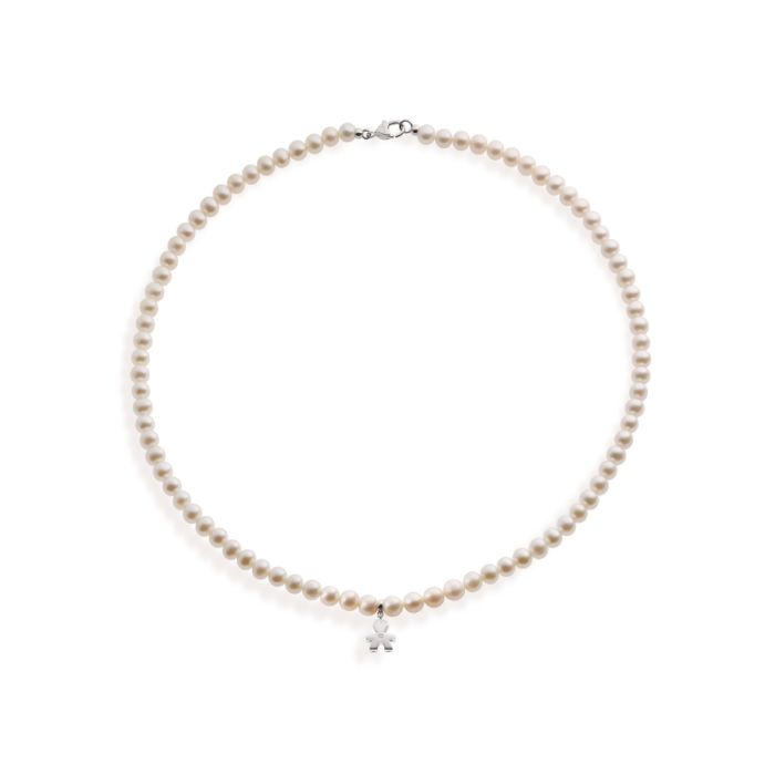 Le Bebé Collana Le Perle con sagoma bimbo in oro bianco e diamante