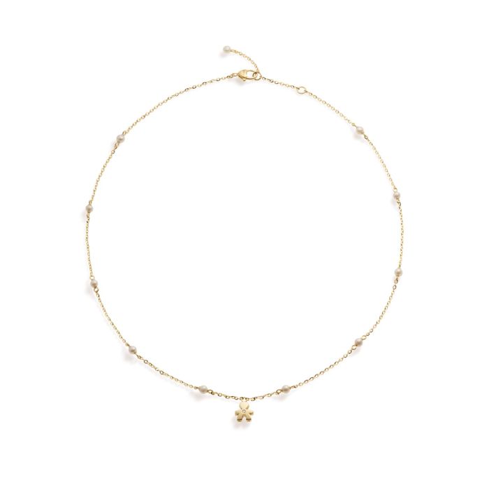 Le Bebé Collana Le Perle con sagoma bimbo in oro giallo e diamante