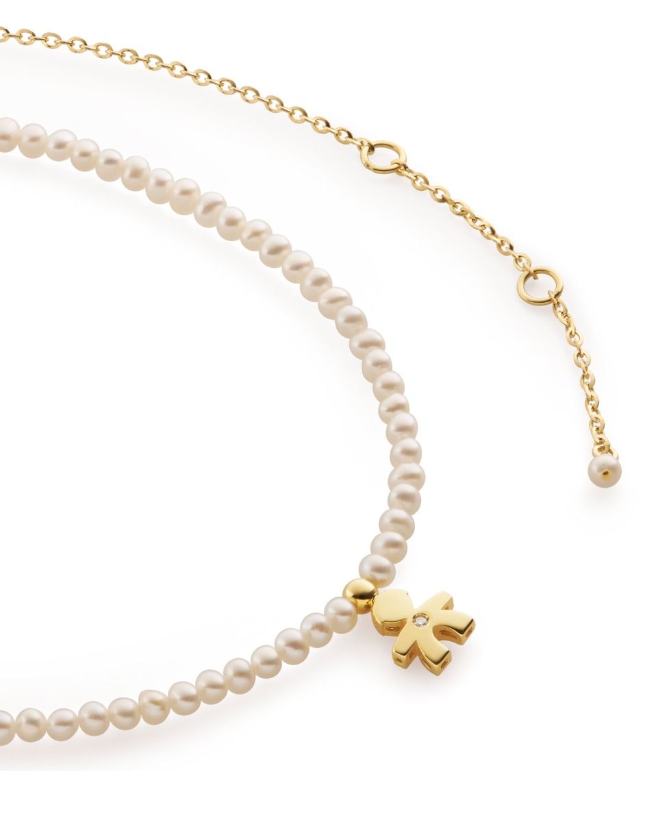 Le Bebé Collana Sagoma Bimbo Con Perle, Oro Giallo E Diamante - LeBebé