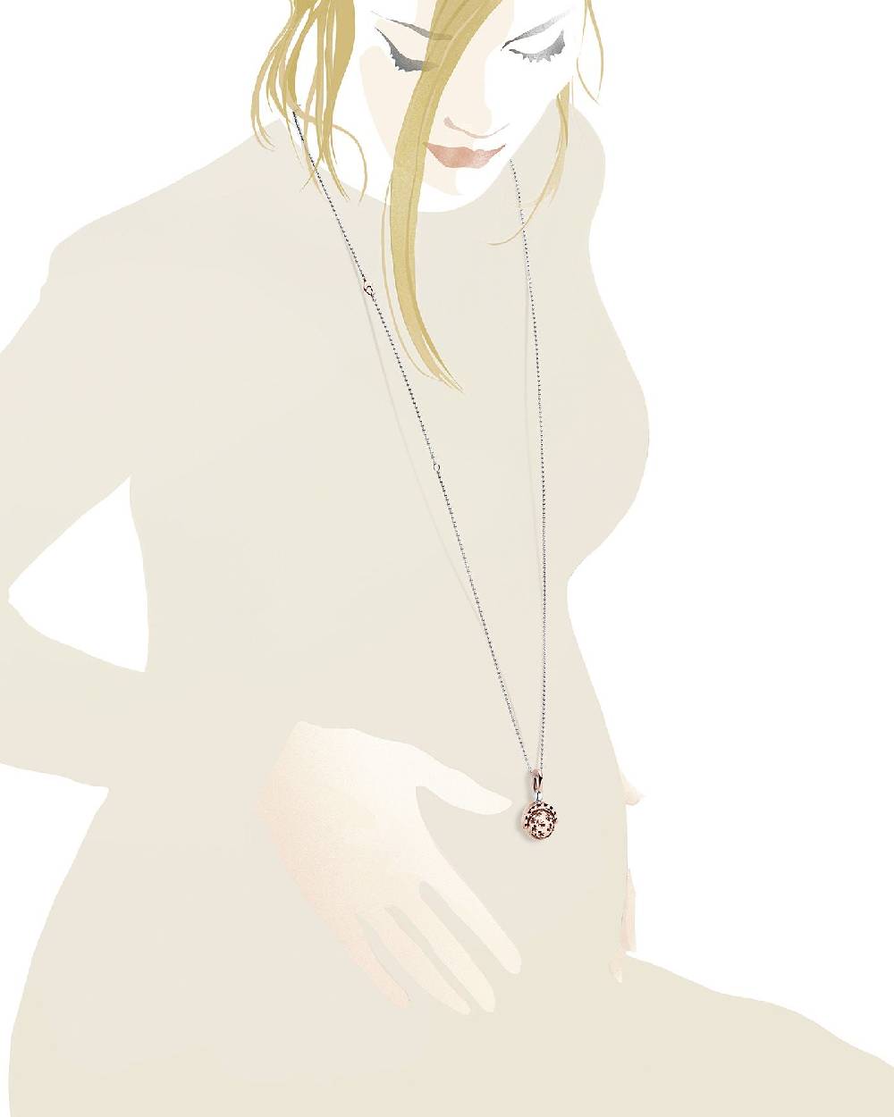 Le Bebé Collana Suonamore In Argento Placcato Oro Rosa Con Diamante