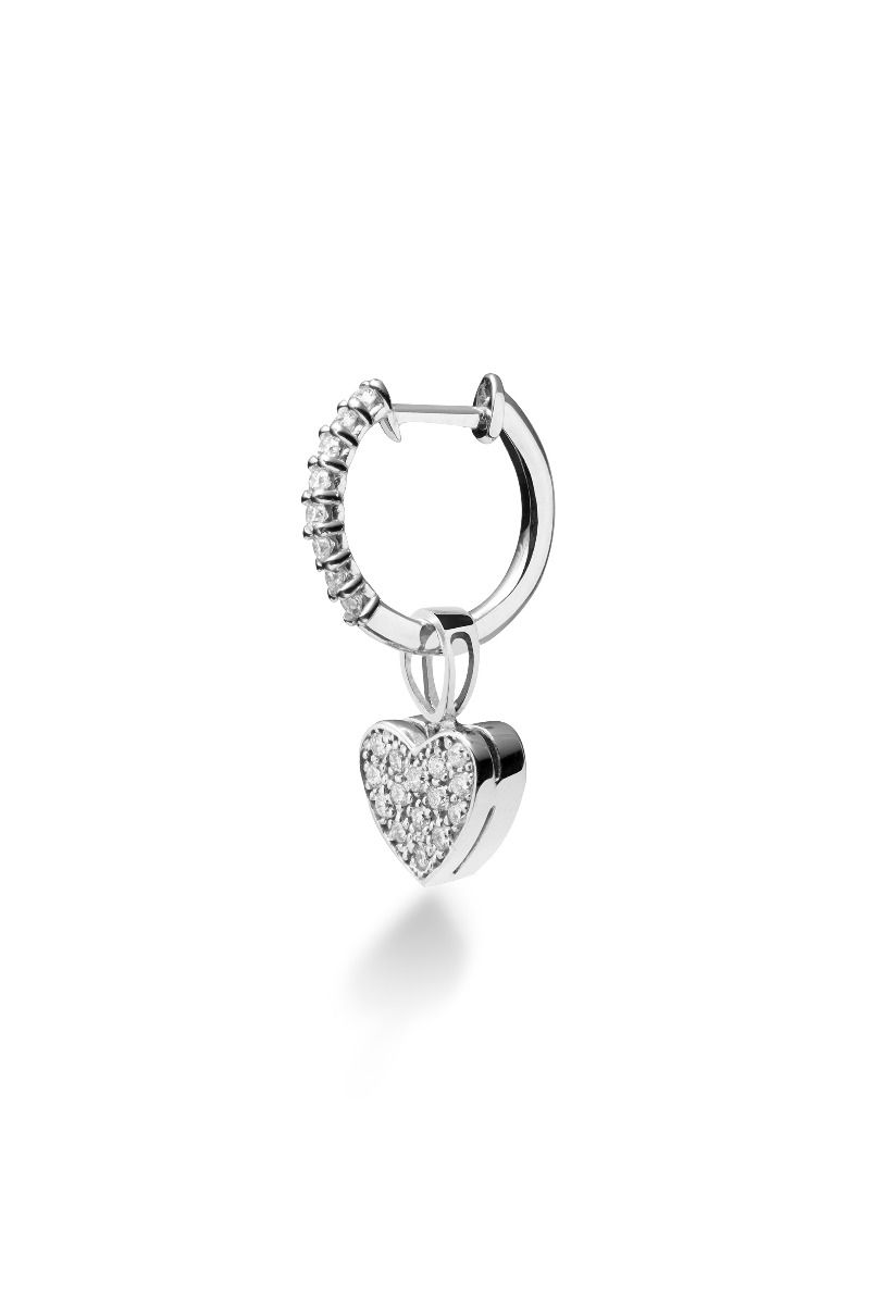 Le Bebé Mono Orecchino I Preziosi Con Cuore In Oro Bianco E Diamanti