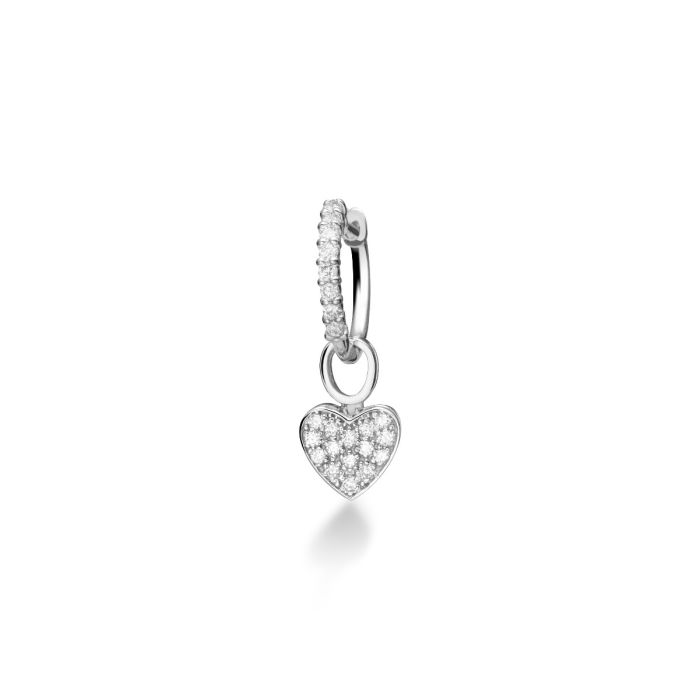Le Bebé Mono Orecchino I Preziosi con cuore in oro bianco e diamanti