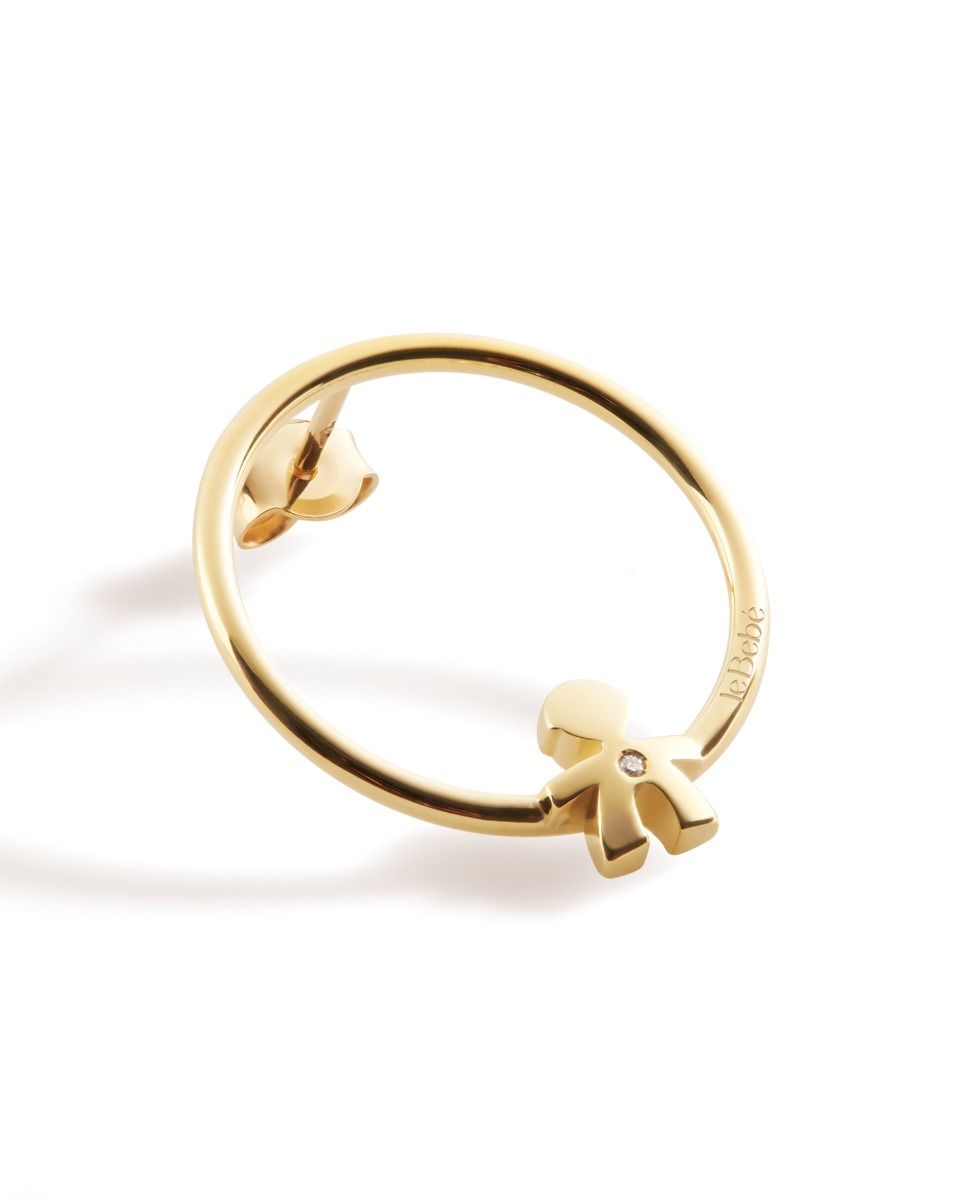 Le Bebé Mono Orecchino Les Petits Con Sagoma Bimbo In Oro Giallo E Diamante