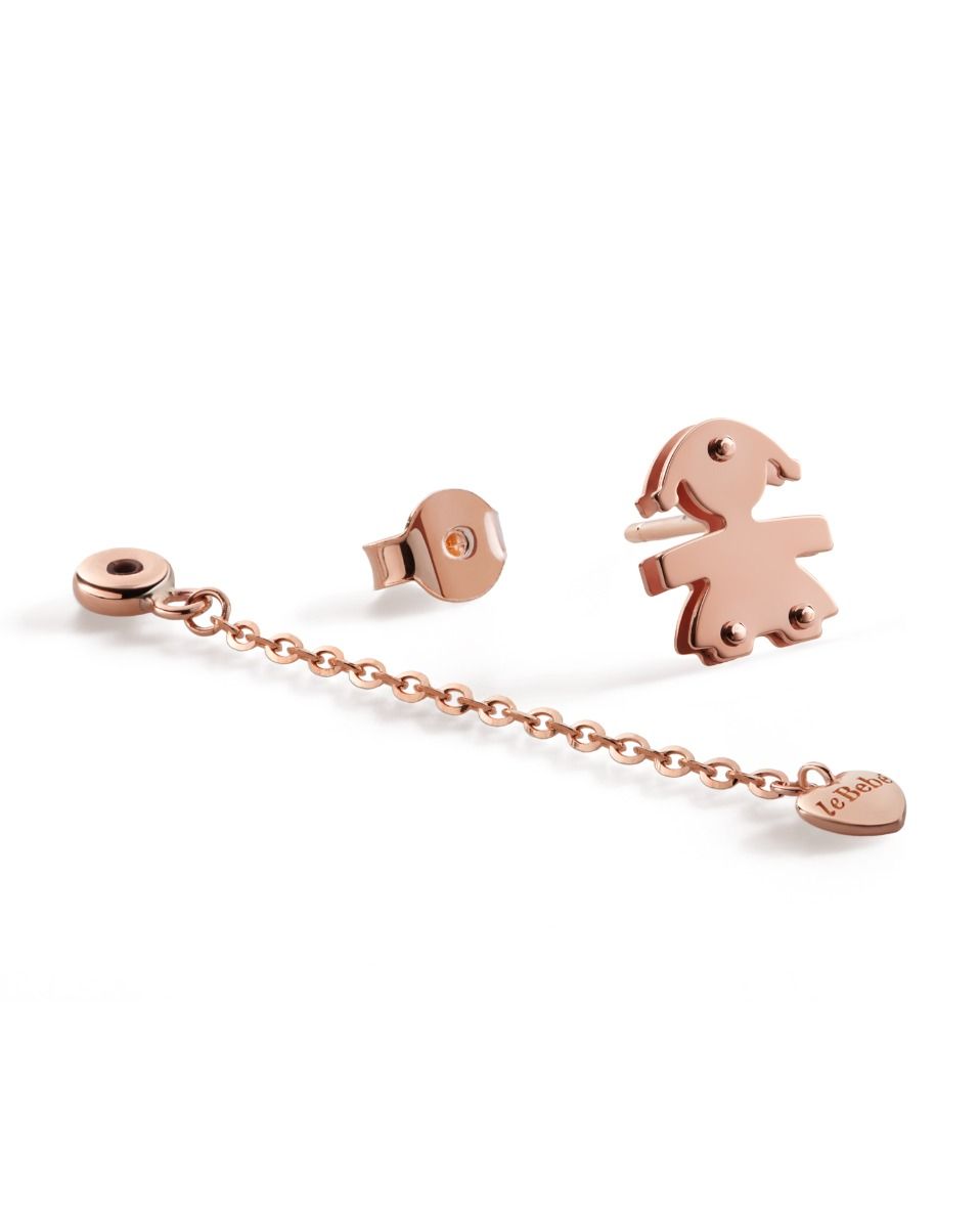 Le Bebé Orecchini I Classici Con Sagoma Bimba E Cuore In Oro Bianco