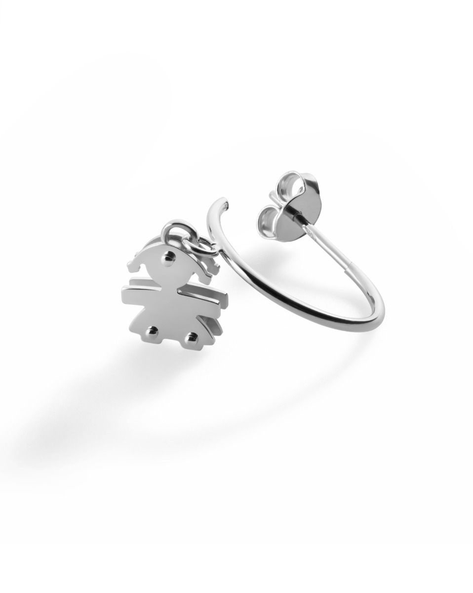 Le Bebé Orecchini I Classici Con Sagoma Bimba In Oro Bianco