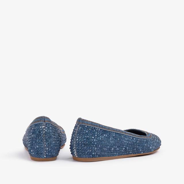 Le Silla Ballerina Gioiello Denim Blu Con Cristalli