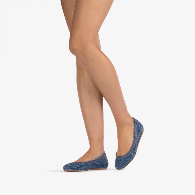 Le Silla Ballerina Gioiello Denim Blu Con Cristalli