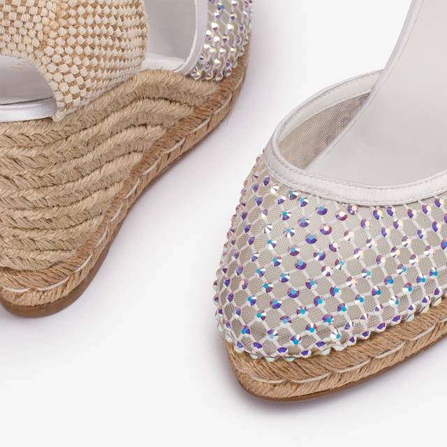 Le Silla Campesina Gioiello Con Zeppa Rete Bianca Carta Con Cristalli