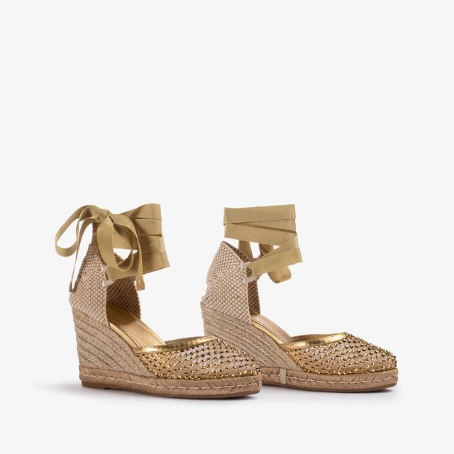 Le Silla Campesina Gioiello Con Zeppa Rete Oro Con Cristalli