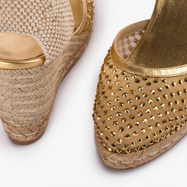 Le Silla Campesina Gioiello Con Zeppa Rete Oro Con Cristalli