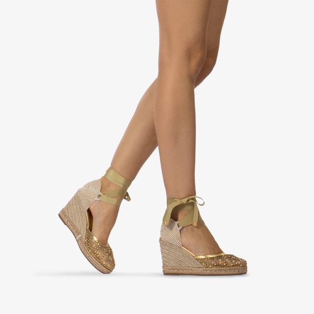 Le Silla Campesina Gioiello Con Zeppa Rete Oro Con Cristalli