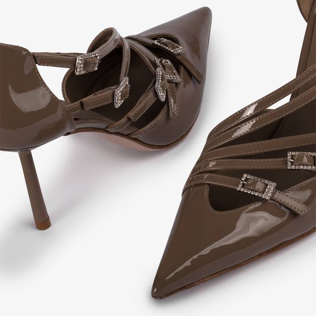 Le Silla Décolleté Con Listini Vernice Grigia Sesamo