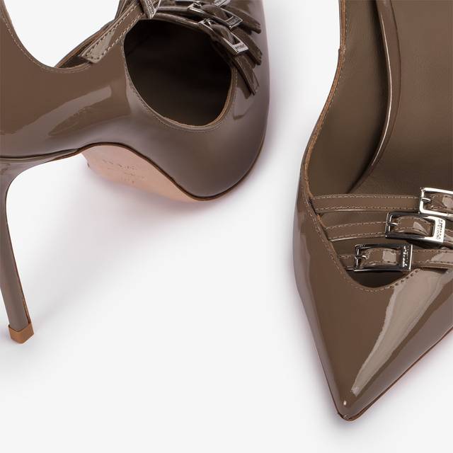 Le Silla Décolleté Con Listini Vernice Grigia Sesamo