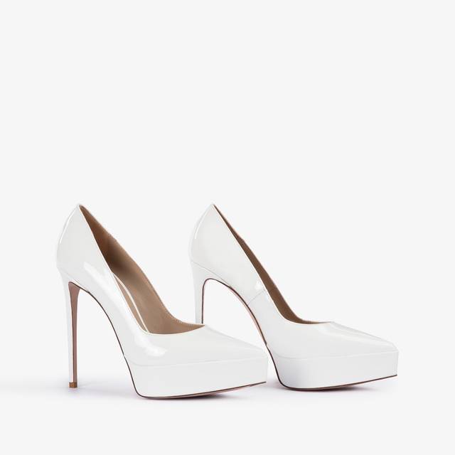 Le Silla Décolleté Con Plateau Vernice Bianca Carta