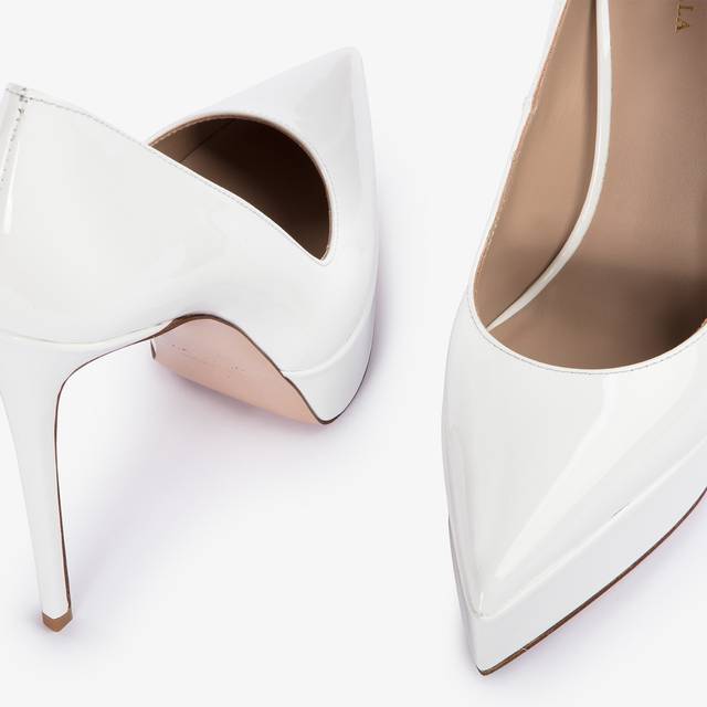 Le Silla Décolleté Con Plateau Vernice Bianca Carta