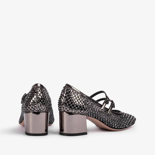 Le Silla Décolleté Mary Jane Gioiello Rete Peltro E Cristalli