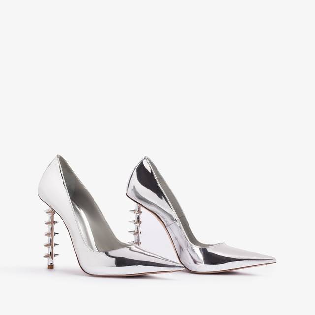 Le Silla Décolleté Metallizzata Argento Con Borchie