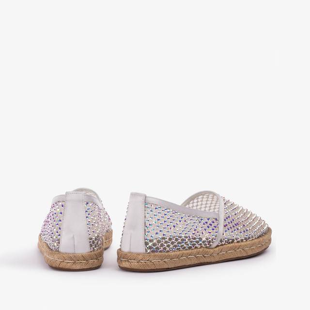 Le Silla Espadrilla Gioiello Rete Bianca Carta Con Cristalli