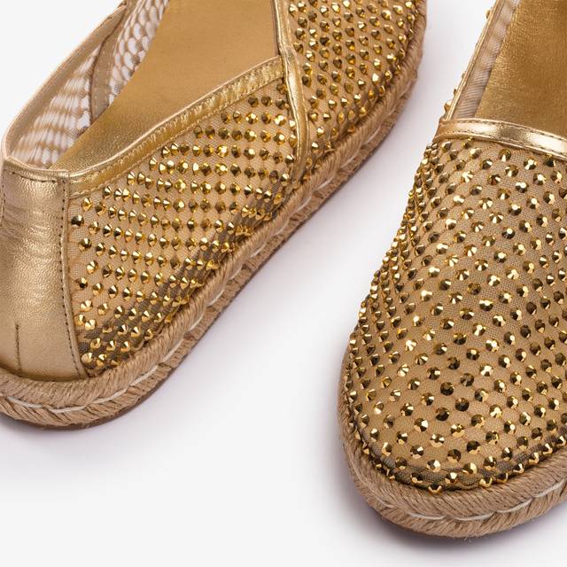 Le Silla Espadrilla Gioiello Rete Oro Con Cristalli