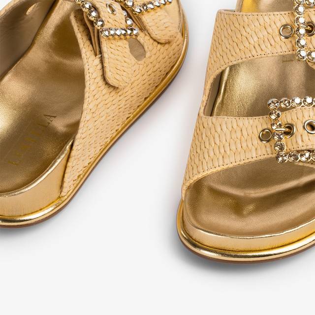 Le Silla Ciabatta Fussbett Rafia Beige Naturale