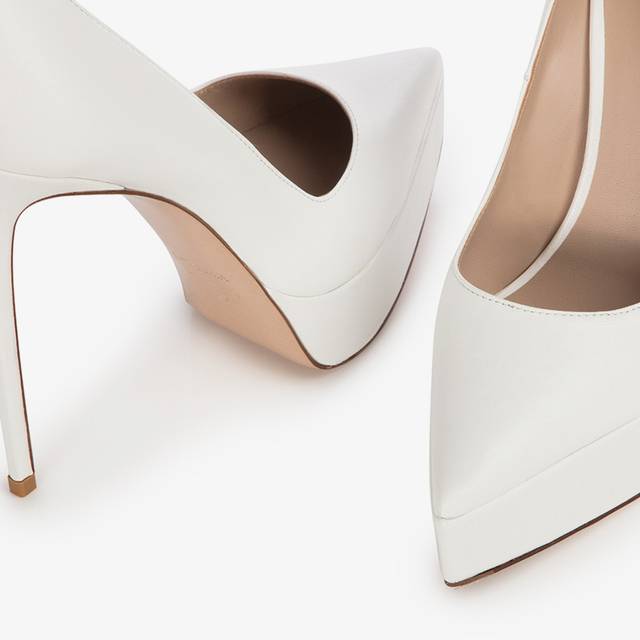 Le Silla Décolleté Con Plateau Pelle Bianca Carta