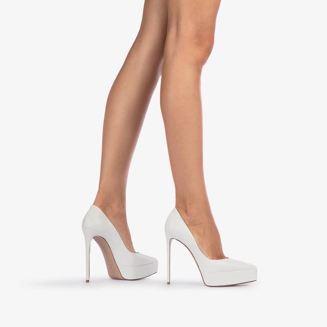 Le Silla Décolleté Con Plateau Pelle Bianca Carta