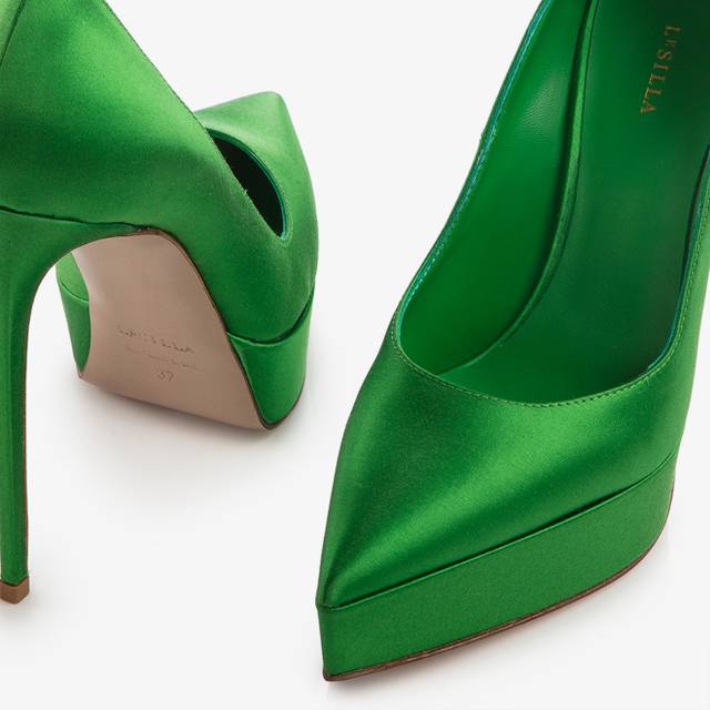 Le Silla Décolleté Con Plateau Raso Verde Emerald