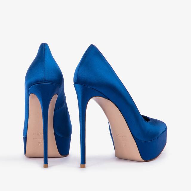 Le Silla Décolleté Con Plateau Satin Blu Persia