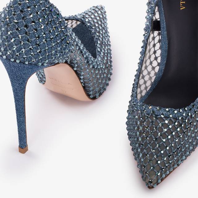 Le Silla Décolleté Gioiello Rete Denim Blu