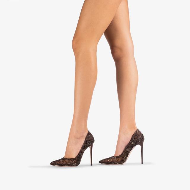 Le Silla Décolleté Gioiello Rete Marrone Fondente