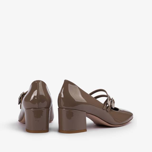 Le Silla Décolleté Mary Jane Vernice Grigio Sesamo