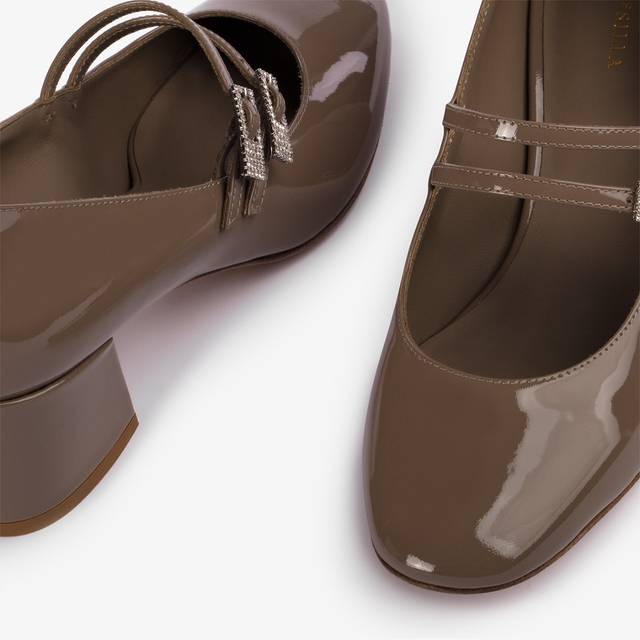 Le Silla Décolleté Mary Jane Vernice Grigio Sesamo