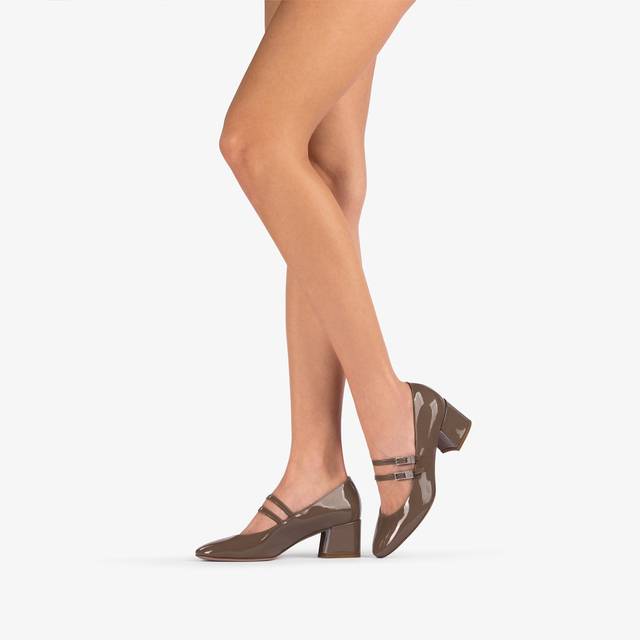 Le Silla Décolleté Mary Jane Vernice Grigio Sesamo