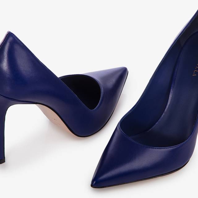 Le Silla Décolleté Pelle Blu Lazuli