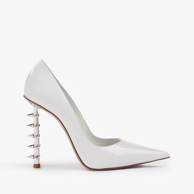 Le Silla Décolleté vernice bianca con borchie