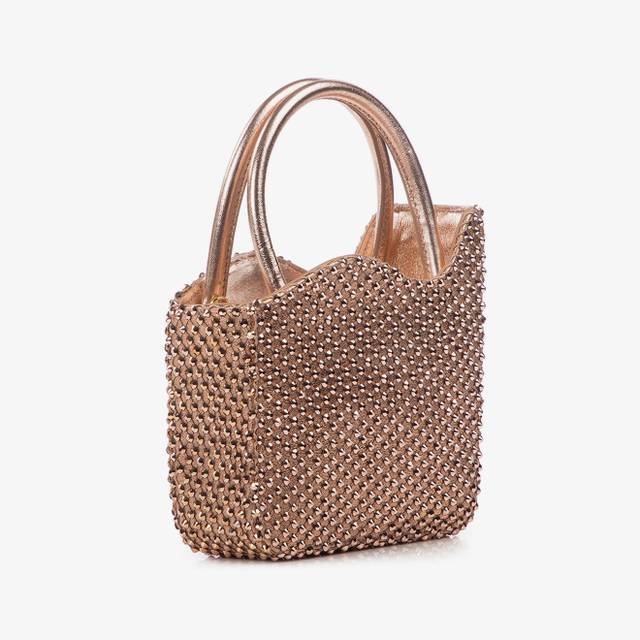 Le Silla Mini Bag Nappa Oro Rosa E Cristalli