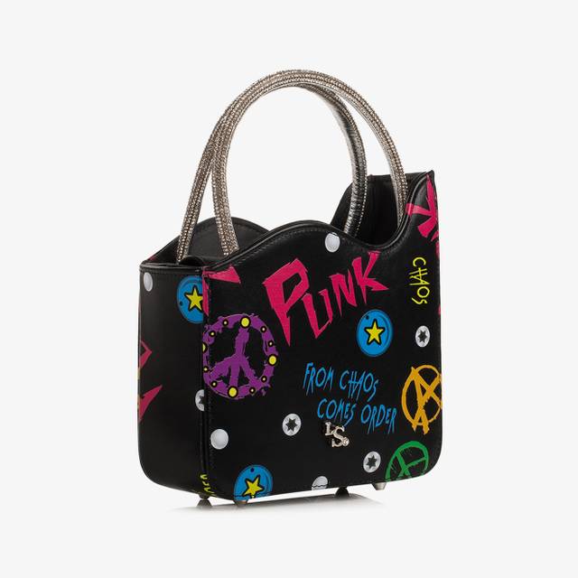 Le Silla Mini Bag Pelle Nera E Fucsia E Cristalli