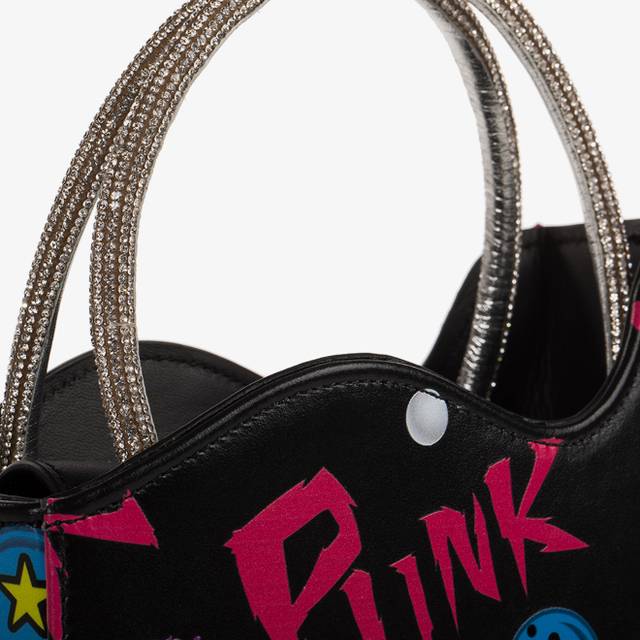 Le Silla Mini Bag Pelle Nera E Fucsia E Cristalli
