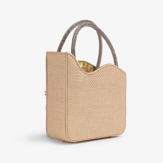 Le Silla Mini Bag Rafia Beige Naturale E Cristalli